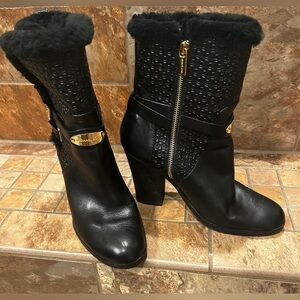 Michael Kors women’s black leather boots, size 9M